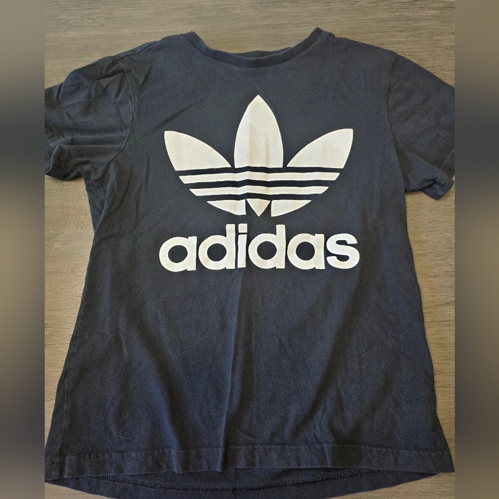 Adidas Kids Black Tee with White Logo